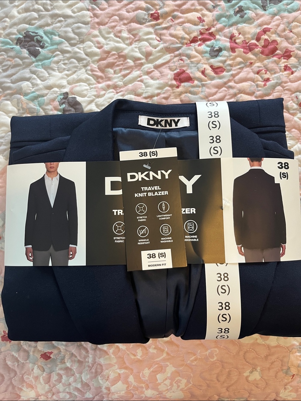 DKNY Navy Travel Knit Blazer - Modern Fit